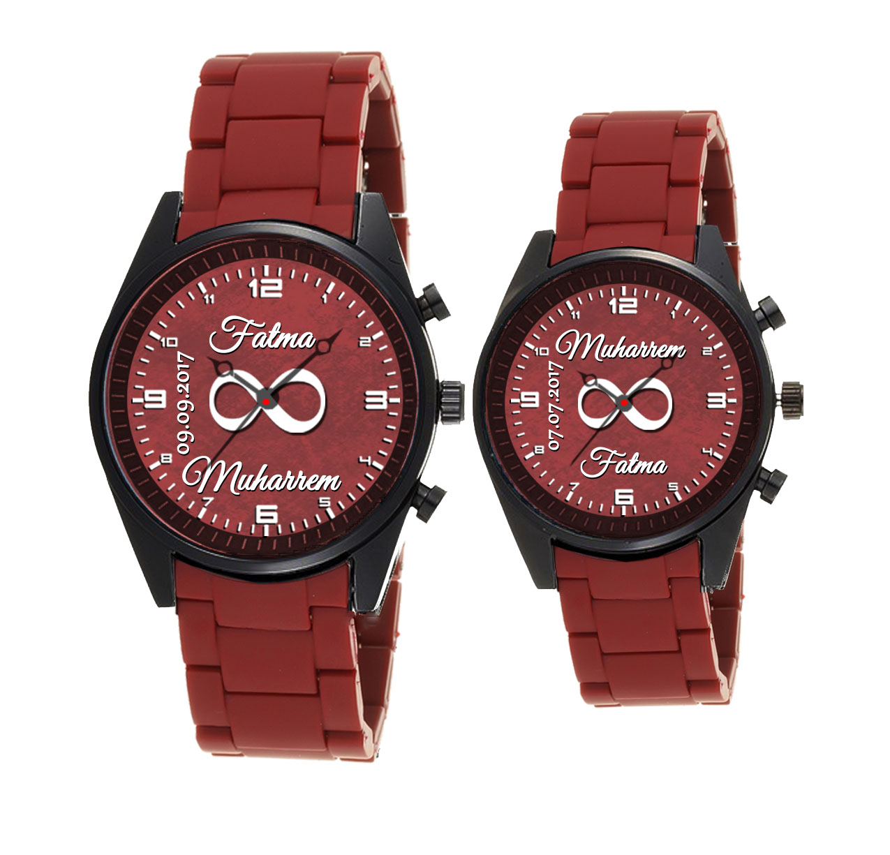 Sevgiliye Özel Silikon Kordon Çift Saati & İsimli & Sonsuzluk