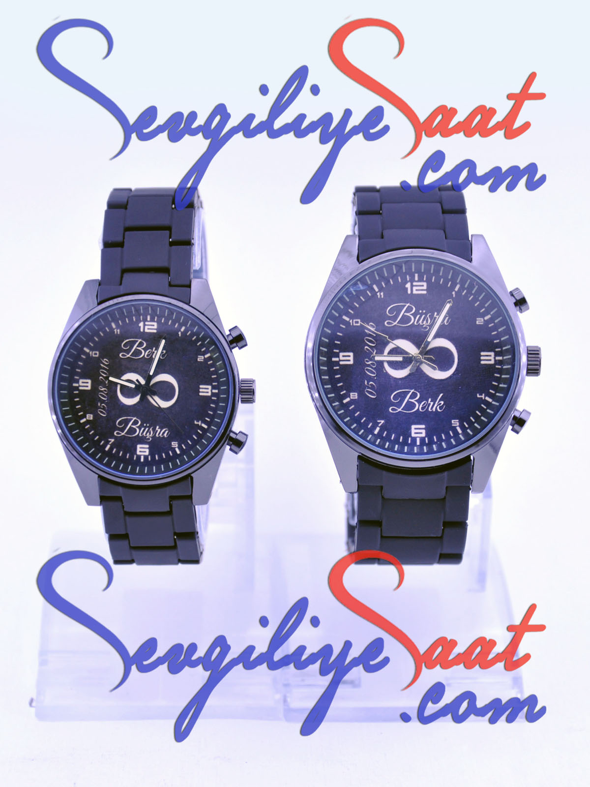 Sevgiliye Özel Silikon Kordon Çift Saati & İsimli & Sonsuzluk