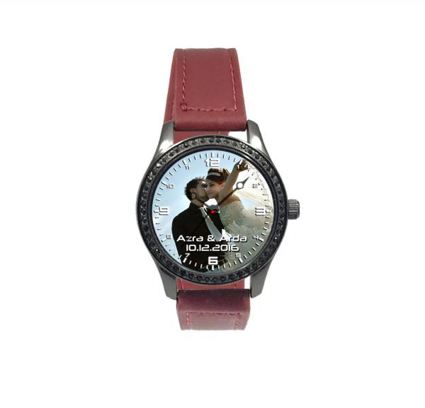 Bordo Deri Kordon Sevgili Saati