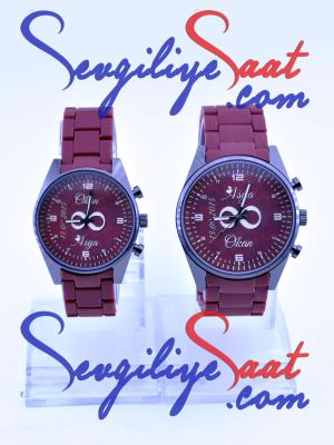 Sevgiliye Özel Silikon Kordon Çift Saati & İsimli & Sonsuzluk