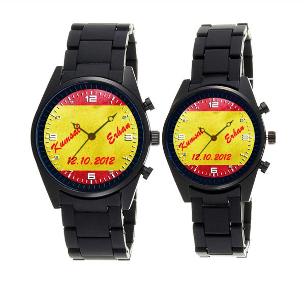 Taraftar Çift Saati Siyah Silikon Kordon
