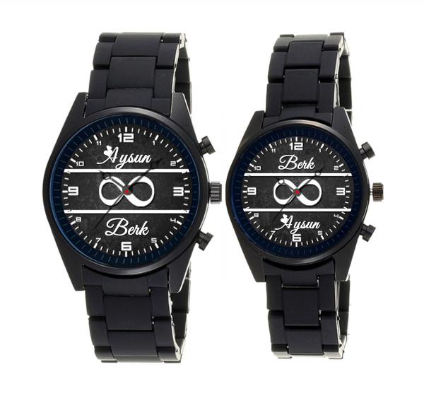 Siyah Silikon Kordon FOSFORLU Çift Saati