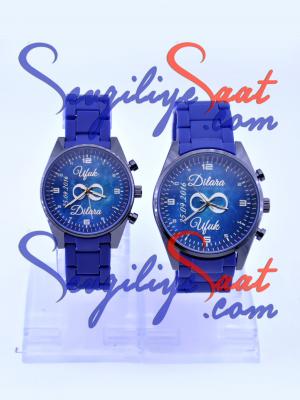 Sevgiliye Özel Silikon Kordon Çift Saati & İsimli & Sonsuzluk