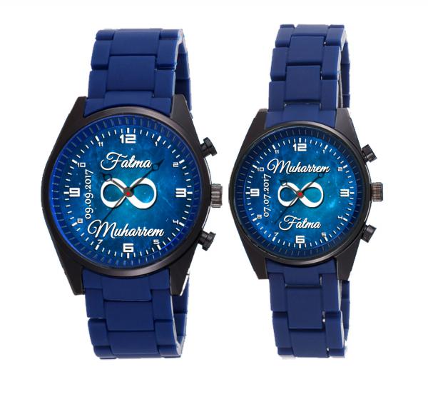 Sevgiliye Özel Silikon Kordon Çift Saati & İsimli & Sonsuzluk