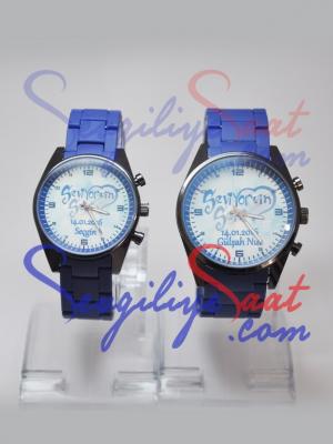 Sevgiliye Saat Mavi Silikon Kordon