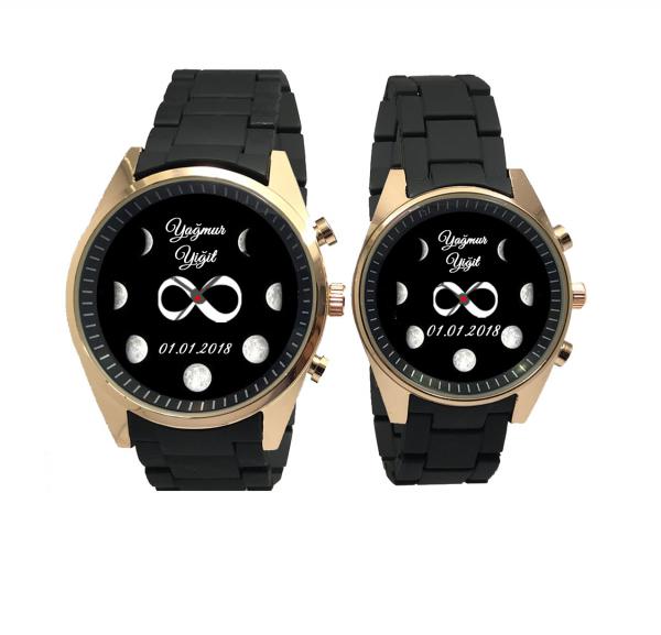 Silikon Kordon İsimli Çift Saati ( Altın Kasa )