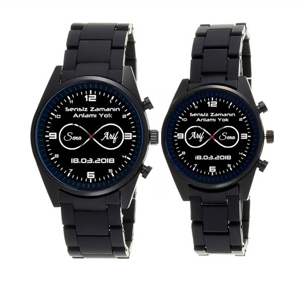 Sevgiliye Özel Silikon Kordon Çift Saati & İsimli & Sonsuzluk